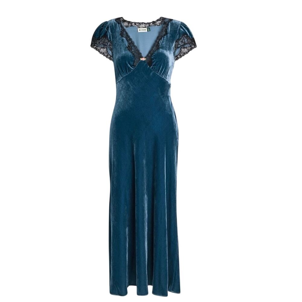 Rixo Blue Clarice Lace Maxi Dress Size Medium